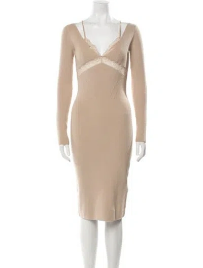 Pre-owned Blumarine V-neck Midi Length Dress In Neutral