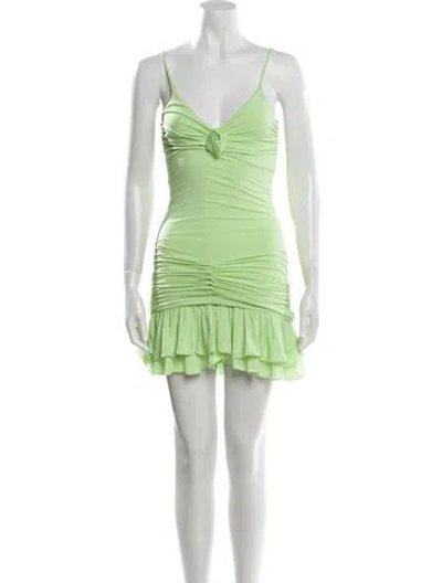 Pre-owned Blumarine V-neck Mini Dress In Green