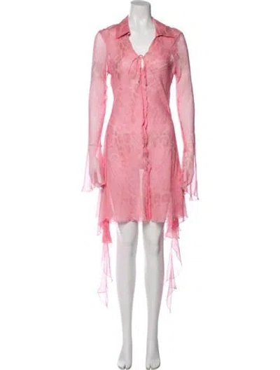 Pre-owned Blumarine V-neck Mini Dress In Pink