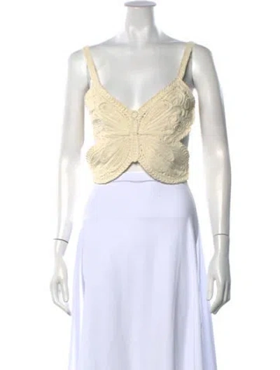 Pre-owned Blumarine V-neck Sleeveless Crop Top W/ Tags In Blue