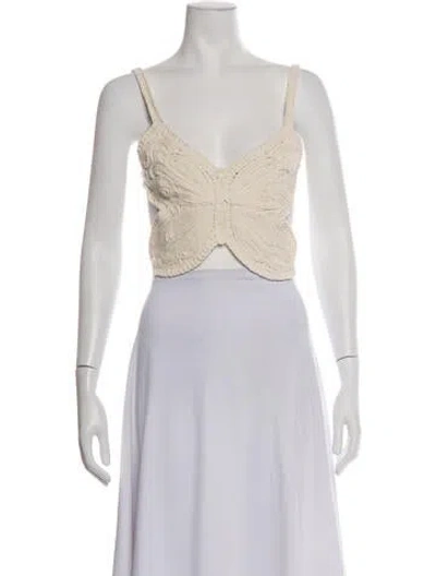 Pre-owned Blumarine V-neck Sleeveless Crop Top W/ Tags In White