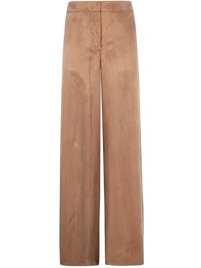 Blumarine Washed Gabardine Pants In Bear Brown