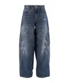 Blumarine Washed Jeans With Palm Trees In Blue