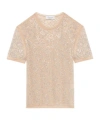 Blumarine Water Drill Embroidered Tulle T-shirt In Nude
