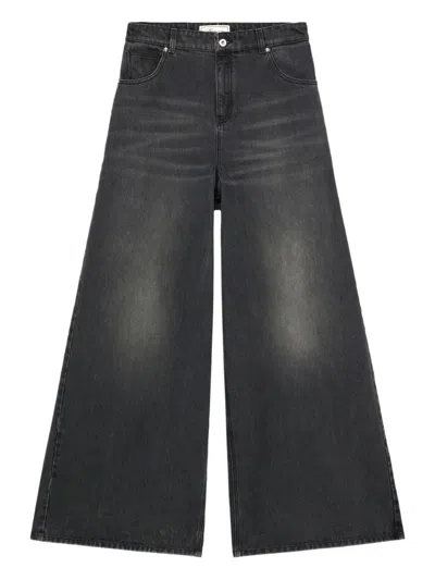 Blumarine Whiskering-effect Jeans In Black