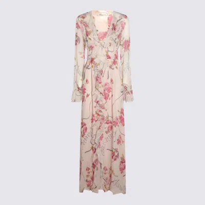 Blumarine White And Multicolor Silk Maxi Dress In White Sw