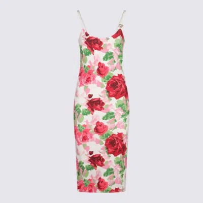 Blumarine White And Multicolor Viscose Dress In Pearl/lipsick