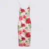 Blumarine White And Multicolor Viscose Dress In Pearl/lipsick