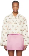 Blumarine Floral-print Jacket In F1087 Butter/pink Ge