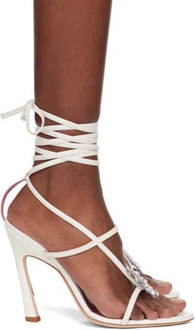 BLUMARINE WHITE BUTTERFLY '105 HEELED SANDALS
