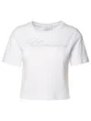 Blumarine Rhinestone Embellished Cotton T-shirt In White