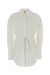 Blumarine Longline Shirt With Waist Tie Detail In White