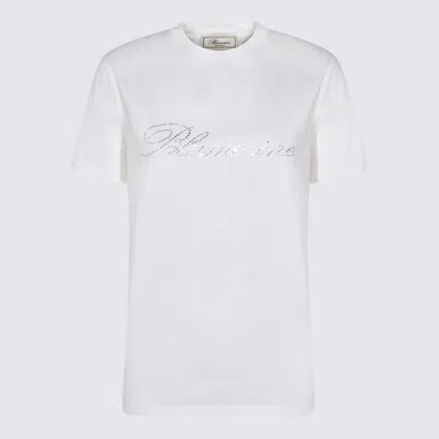 Blumarine Logo-embroidered Jersey T-shirt In White
