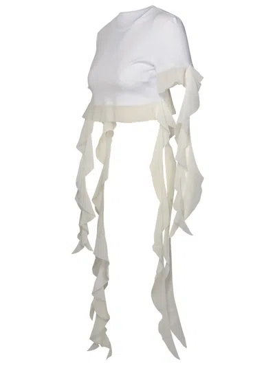 Blumarine Ruffle Hemline Cotton Top With Dynamic Silhouette In Multi