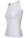 Blumarine Logo-brooch Ribbed Tank Top In White