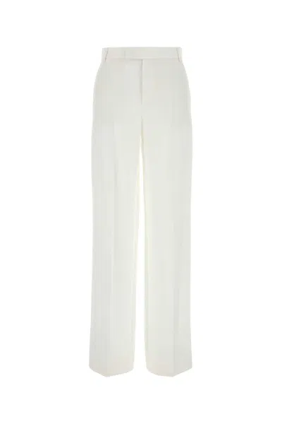 BLUMARINE WHITE GABARDINE WIDE-LEG PANT