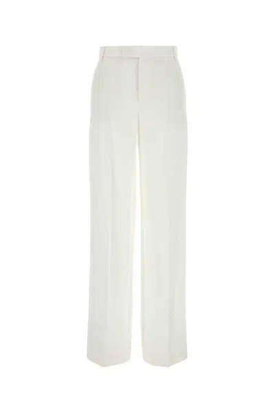 BLUMARINE WHITE GABARDINE WIDE-LEG PANT