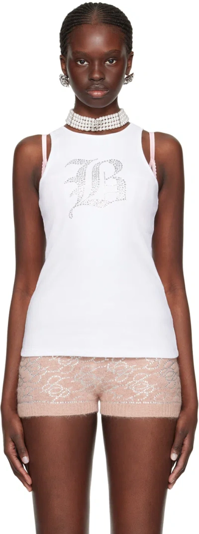 Blumarine White Graphic Tank Top In N0100 Ottico