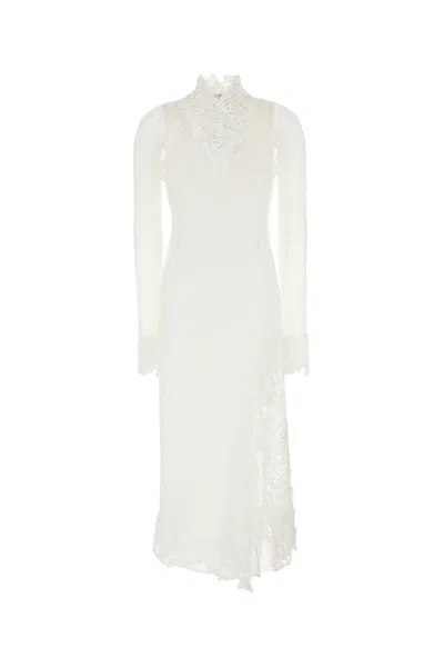 Blumarine Lace-panel Midi Dress In White