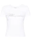 Blumarine T-shirt With Studs And Rhinestone Embroidery In White