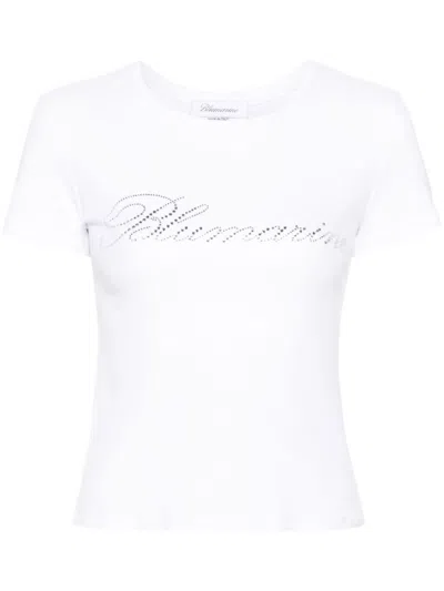 BLUMARINE WHITE LOGO COTTON T-SHIRT