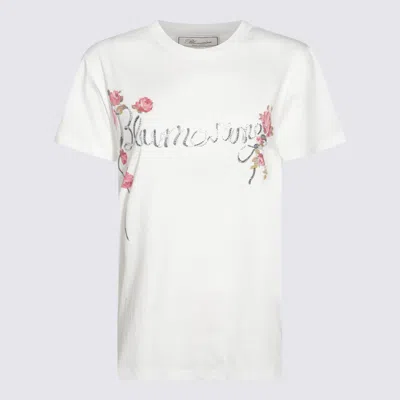 Blumarine White Multicolour Cotton T-shirt In Optical White