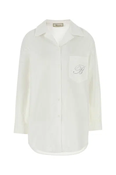 Blumarine White Poplin Oversize Shirt In Opticalwhite