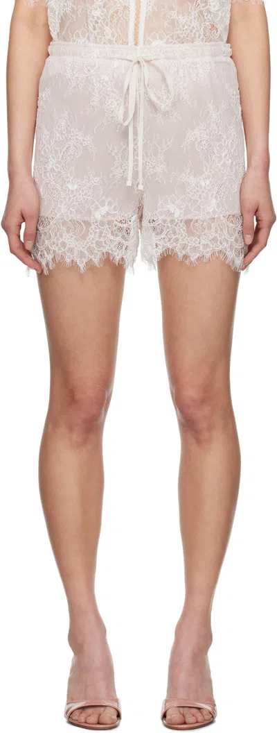 Blumarine White Rébrodé Shorts In N0102 White Pearl