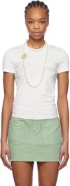 Blumarine White Rhinestone Embroidery T-shirt In N0100 Optical White