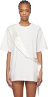 Blumarine White Satin Band Rhinestone Embroidery T-shirt In N0100 Optical White