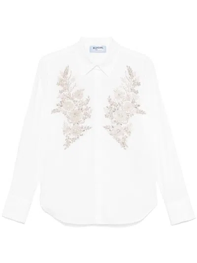Blumarine White Shirt In Cotton With Sparkling