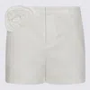 Blumarine Floral Applique Belt Loops Shorts In White Pearl