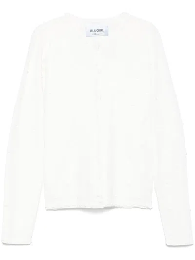 Blumarine White Suit Knitwear And Cardigan