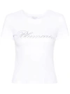 Blumarine T-shirt With Studs And Rhinestone Embroidery In White