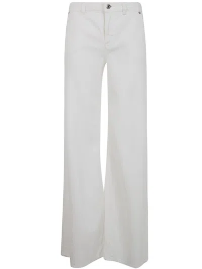 Blumarine White Wide Leg Cotton Trousers