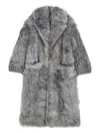 Blumarine Wide-lapels Fur Coat In Black