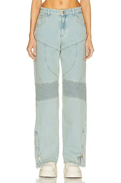 Blumarine Paneled High-rise Wide Jeans In Green