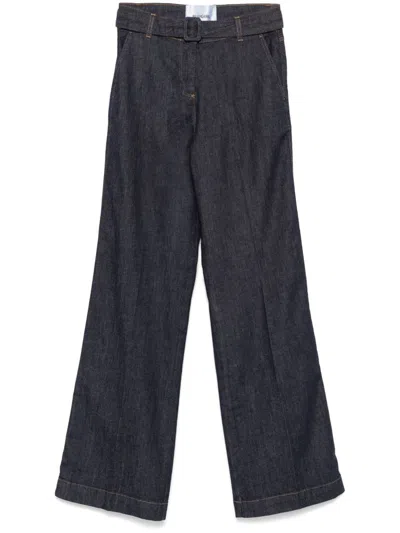 Blumarine Wide-leg Flared Long Jeans In Blue