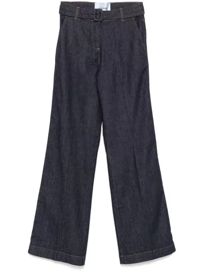 Blumarine Wide-leg Flared Long Jeans In Black