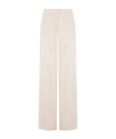 Blumarine Wide-leg Trousers In Gabardine In White