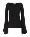 Blumarine Wide-sleeve Knitted Top In Black