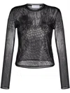 Blumarine Wings-print Tulle Top In Black