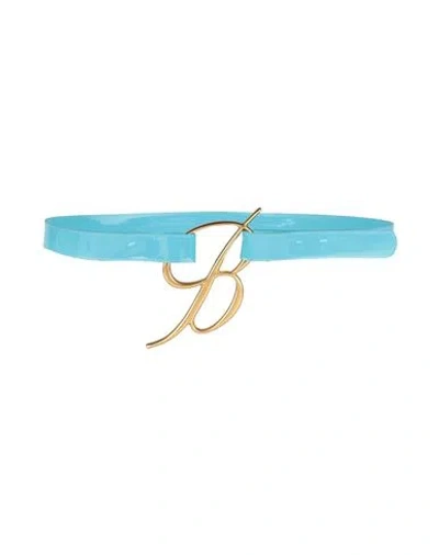 Blumarine Woman Belt Azure Size L Leather In Blue