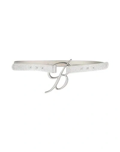Blumarine Woman Belt Grey Size L Textile Fibers In White