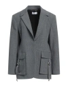 BLUMARINE BLUMARINE WOMAN BLAZER GREY SIZE 6 POLYESTER, VIRGIN WOOL, ELASTANE