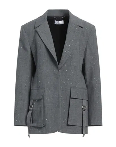 Blumarine Woman Blazer Grey Size 4 Polyester, Virgin Wool, Elastane