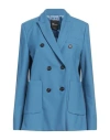 Blumarine Woman Blazer Pastel Blue Size 8 Polyester, Virgin Wool, Elastane