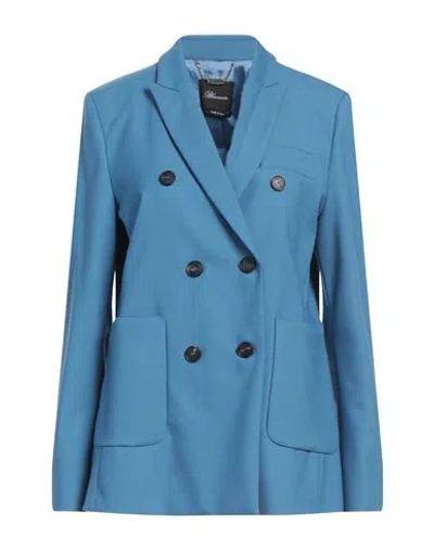 Blumarine Woman Blazer Pastel Blue Size 8 Polyester, Virgin Wool, Elastane In Blue