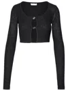 BLUMARINE BLUMARINE WOMAN BLUMARINE CROP SWEATER IN BLACK VISCOSE BLEND