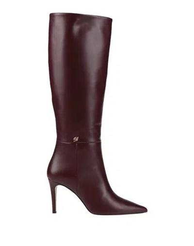 Blumarine Woman Boot Burgundy Size 8 Leather